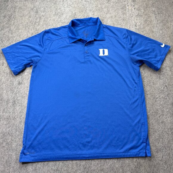 Duke Blue Devils Nike Polo Shirt Men L Blue Performance Short Sleeve - Picture 2 of 15